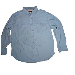 RIdgecut Men's Long Sleeve Button Down‎ Shirt Blue Gingham Plaid Fishing Size XL